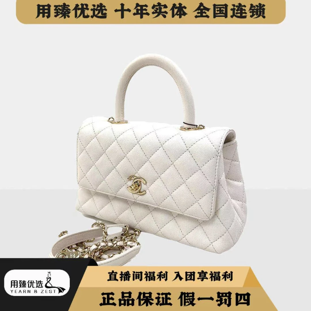 99新 Chanel/香奈儿 coco handle白金小号单肩包BI6068843
