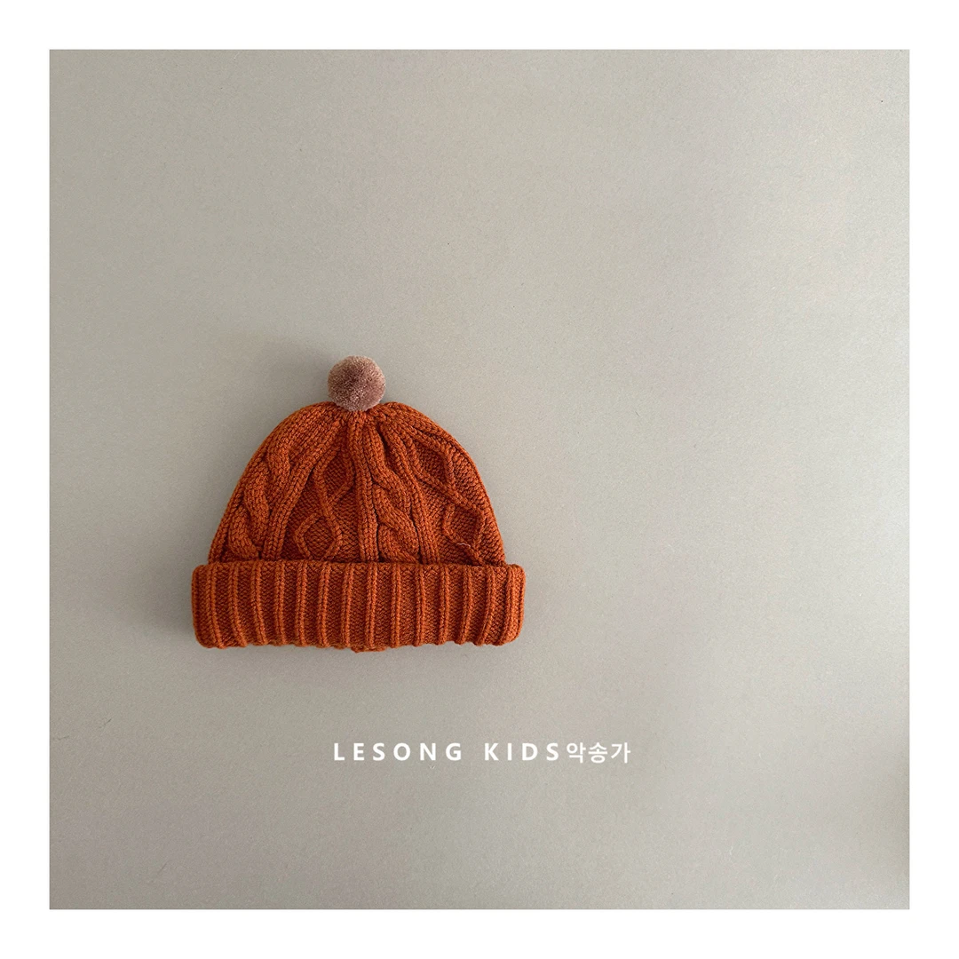 儿童帽子秋冬新款豆丁麻花帽ins韩国宝宝毛线帽男女童保暖针织帽