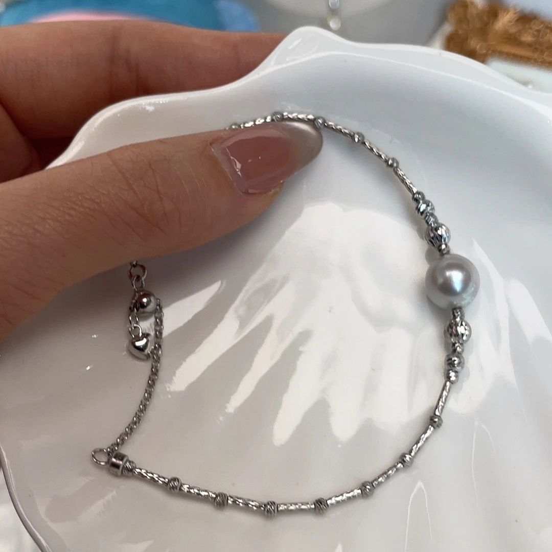银S925镶嵌海水珍珠手绳