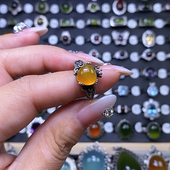 岫玉戒指银S925镶嵌偷***你