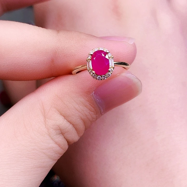 红宝石戒指银S925镶嵌