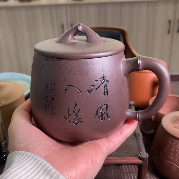 紫泥茶壶清风入怀胖瓢手工制作