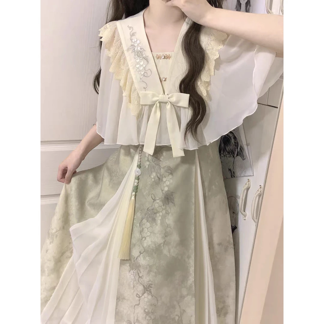 青提诗中国风改良汉元素女外披吊带裙新中式套装夏