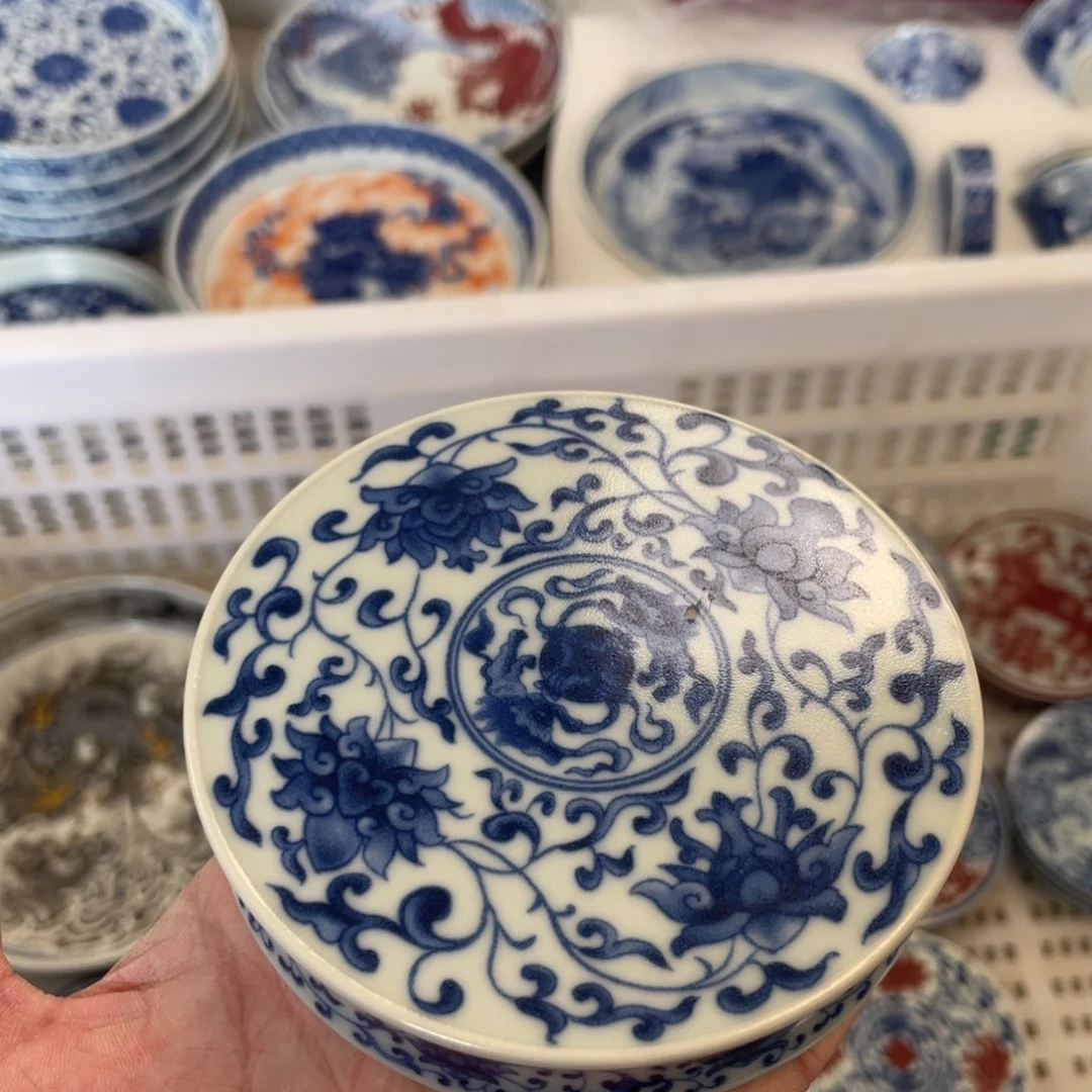 瓷片景德镇青花缠枝莲盖置