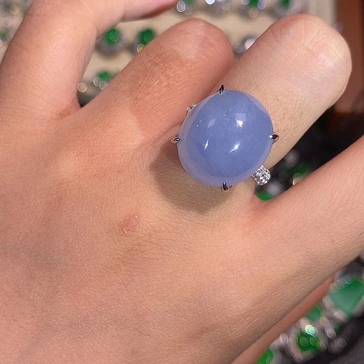 翡翠18K金镶嵌吊坠(不含链)紫罗兰蛋面戒指