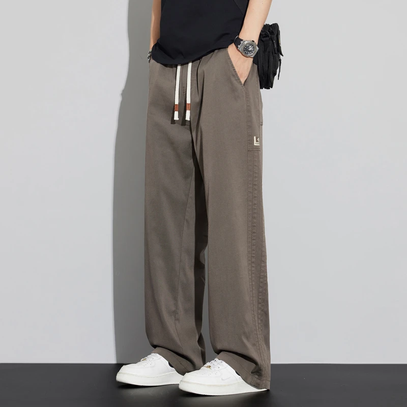 宽松直筒运动休闲裤子男装春夏季长裤修身显瘦显高薄款透气垂感