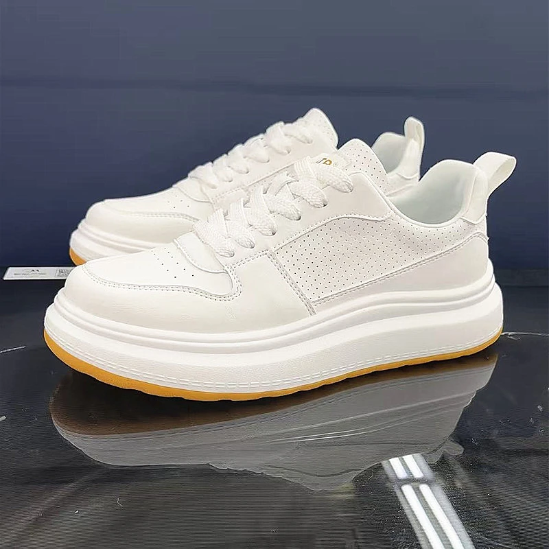 夏季新款男鞋软底休闲板鞋百搭透气增高运动鞋男士低帮潮流小白鞋