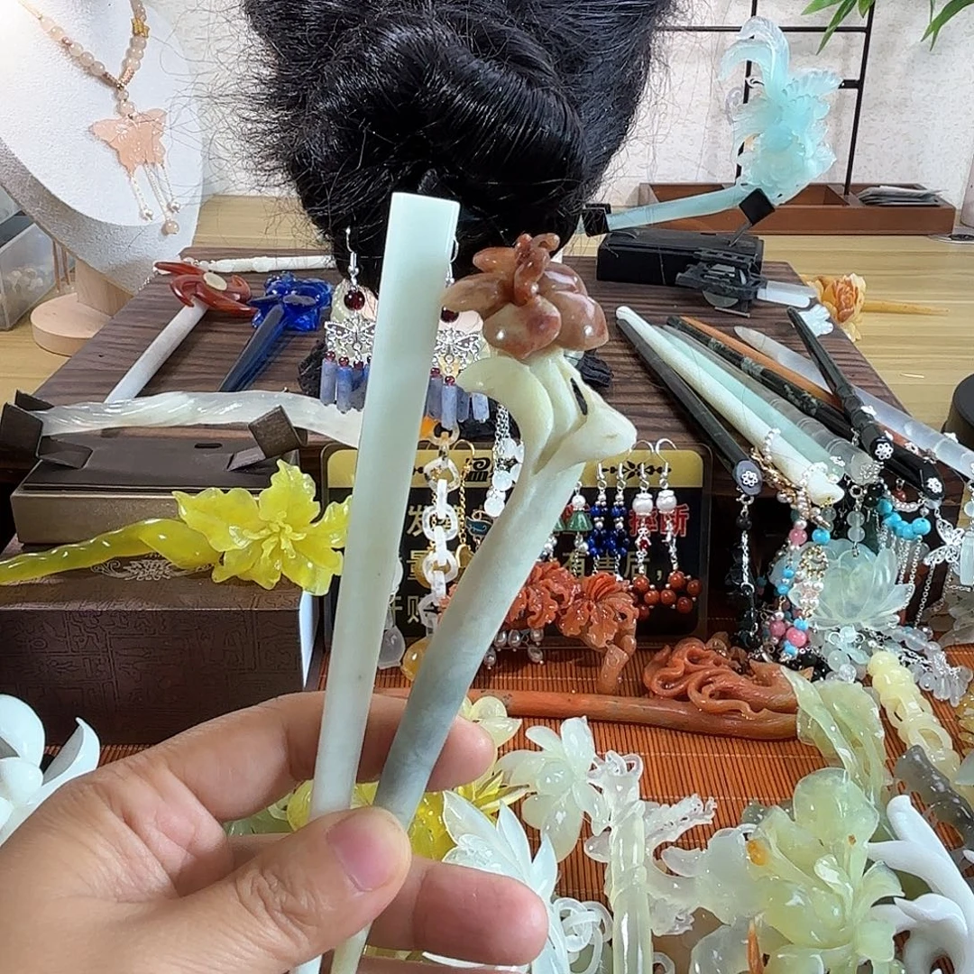 蛇纹石玉合金发饰