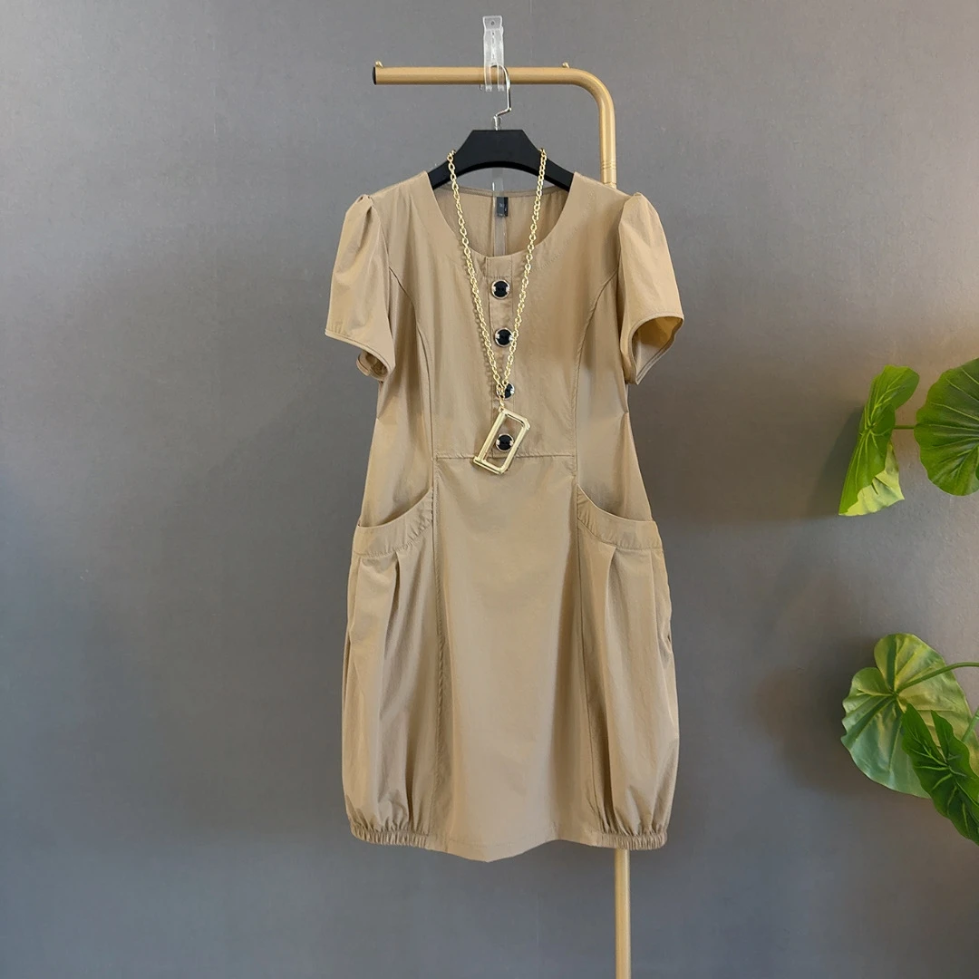 连衣裙百搭夏季法式脏脏风显瘦花苞裙常规宽松连衣裙