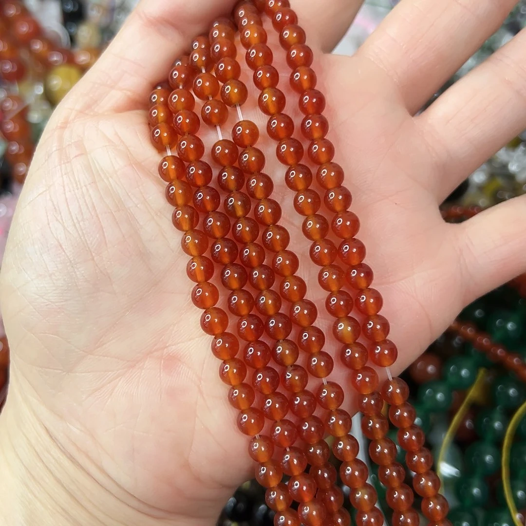 玛瑙/玉髓未镶嵌珠宝半成品，卡5柿子红玛瑙2条