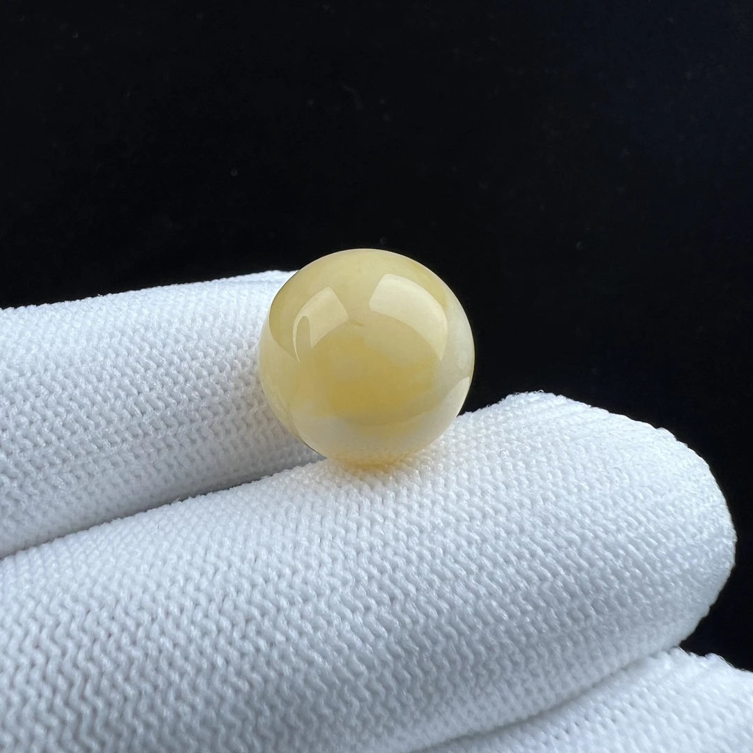 R7677 天然俄料蜜蜡 瓷白妖花单珠 15.5mm支持复检 假一罚四