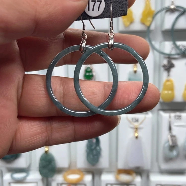 【闪购商品】翡翠耳饰银S925镶嵌耳饰