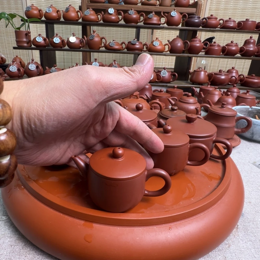 紫砂茶壶?****潮州手拉朱泥壶，微瑕不退换