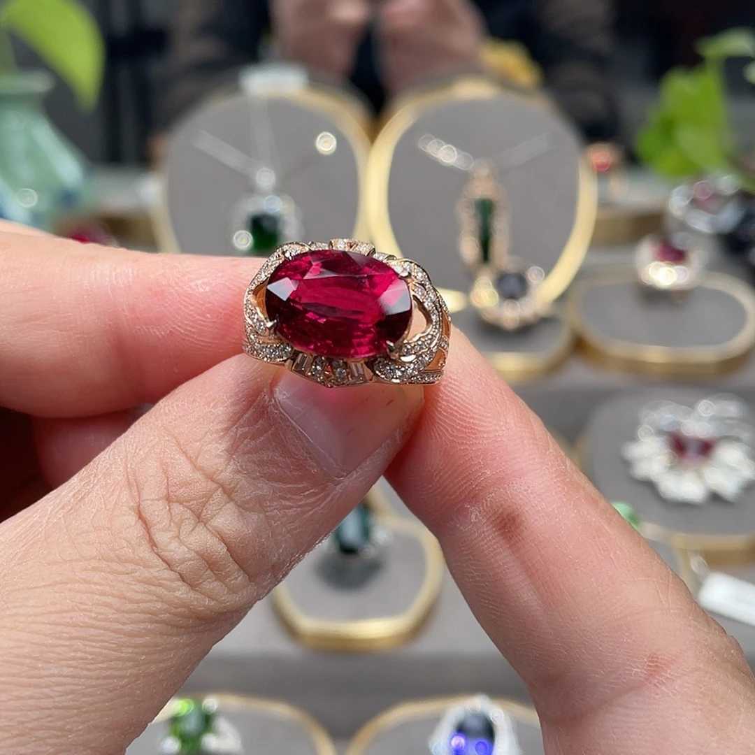 碧玺戒指18K金镶嵌7.53ct