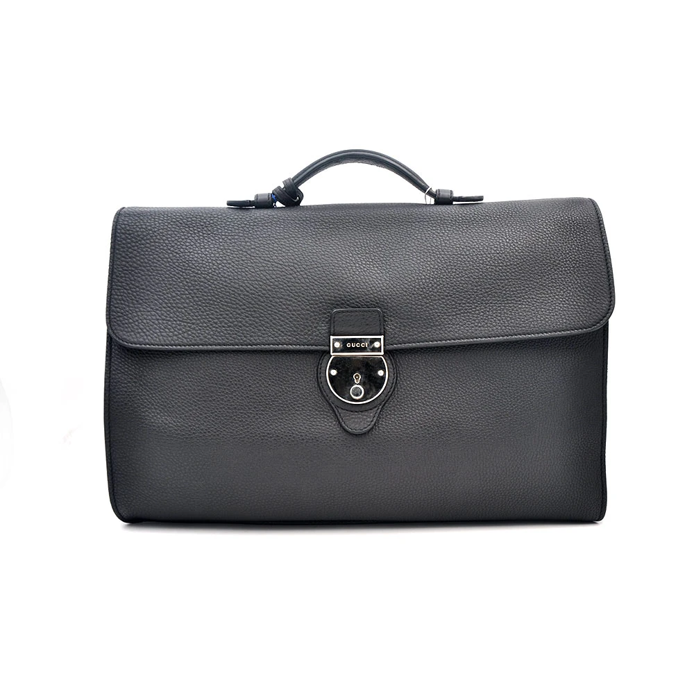 95新 GUCCI/古驰 97新 黑银荔枝纹全皮男士手提公文包40*30/70829
