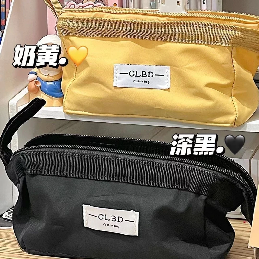 大容量笔袋简约ins日系高颜值中学生收纳手工文具袋黑色铅笔袋LX