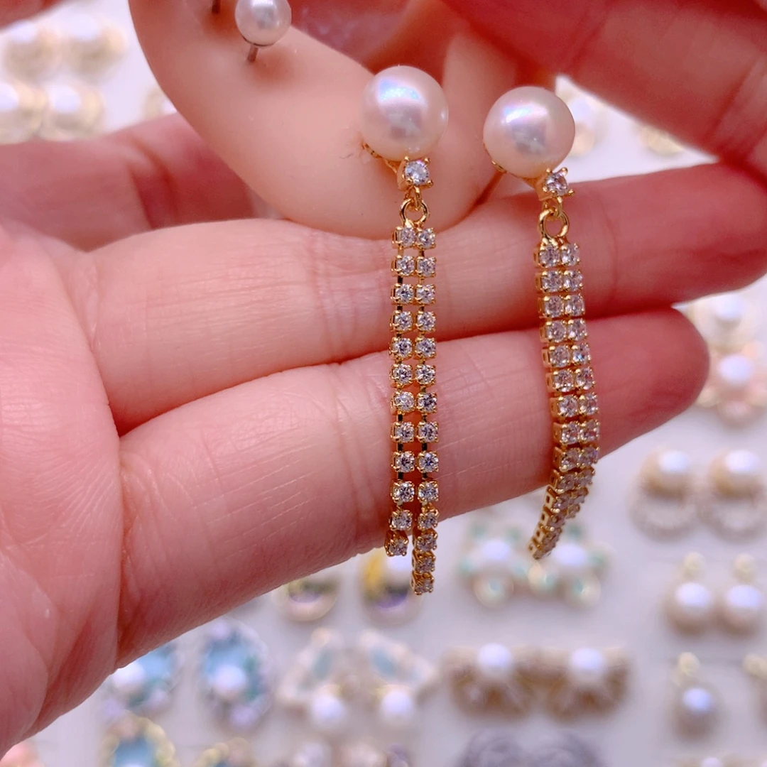 淡水珍珠耳饰14K金镶嵌