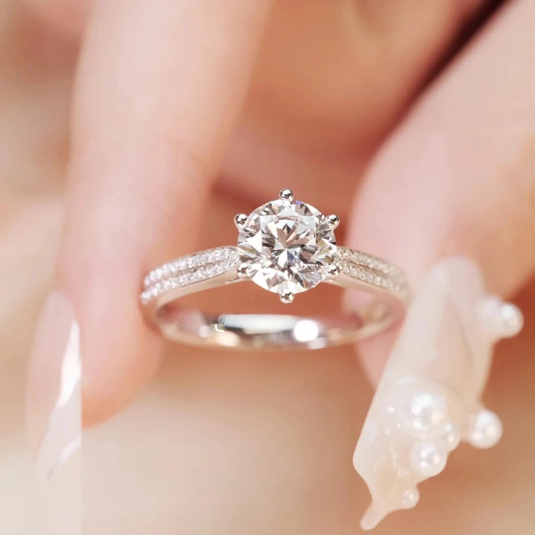 925银莫桑石银制品  【星光皇后】钻戒女指环D色高品质莫桑0·5-3ct