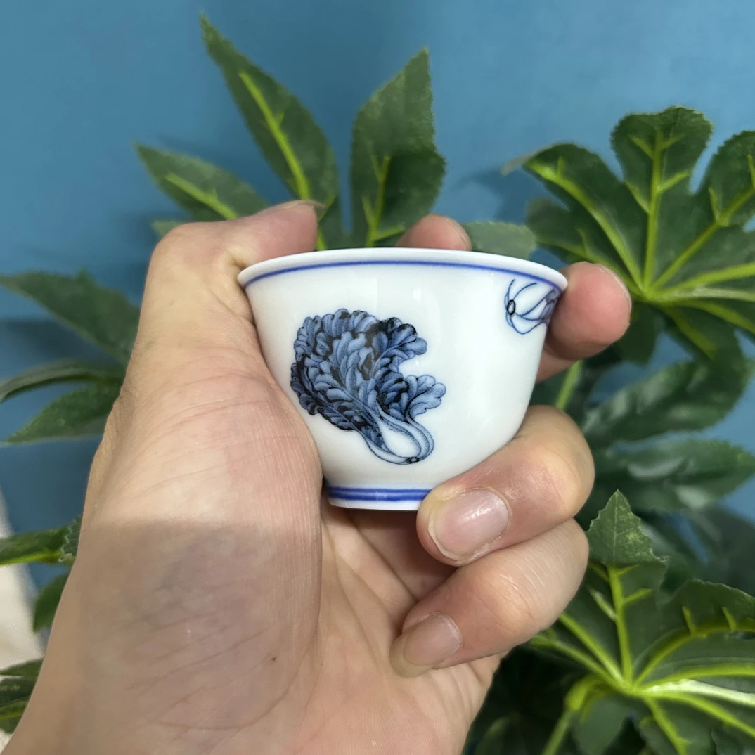 景德镇青花釉下彩白菜主人杯