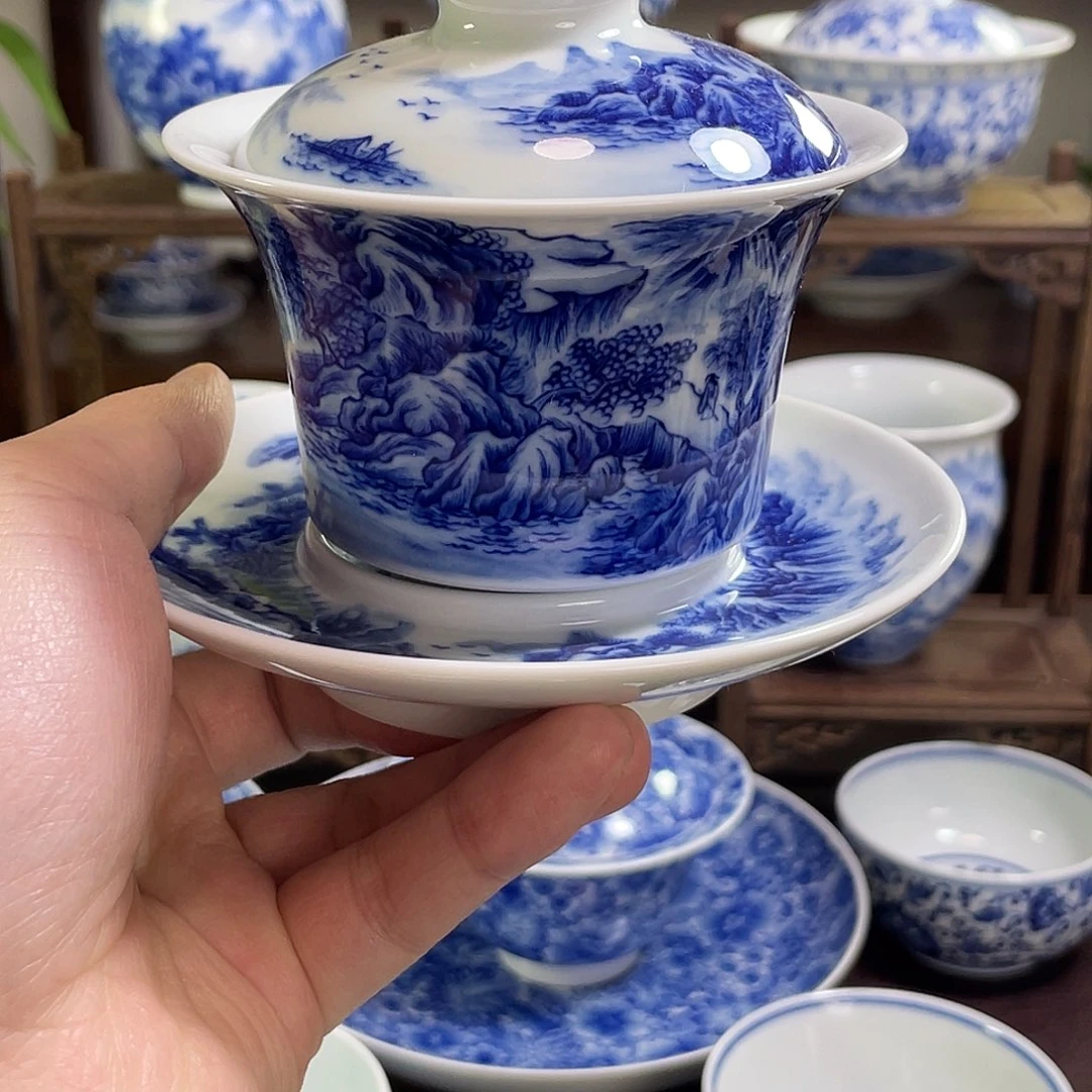 威***陶纯手工手绘重工山水