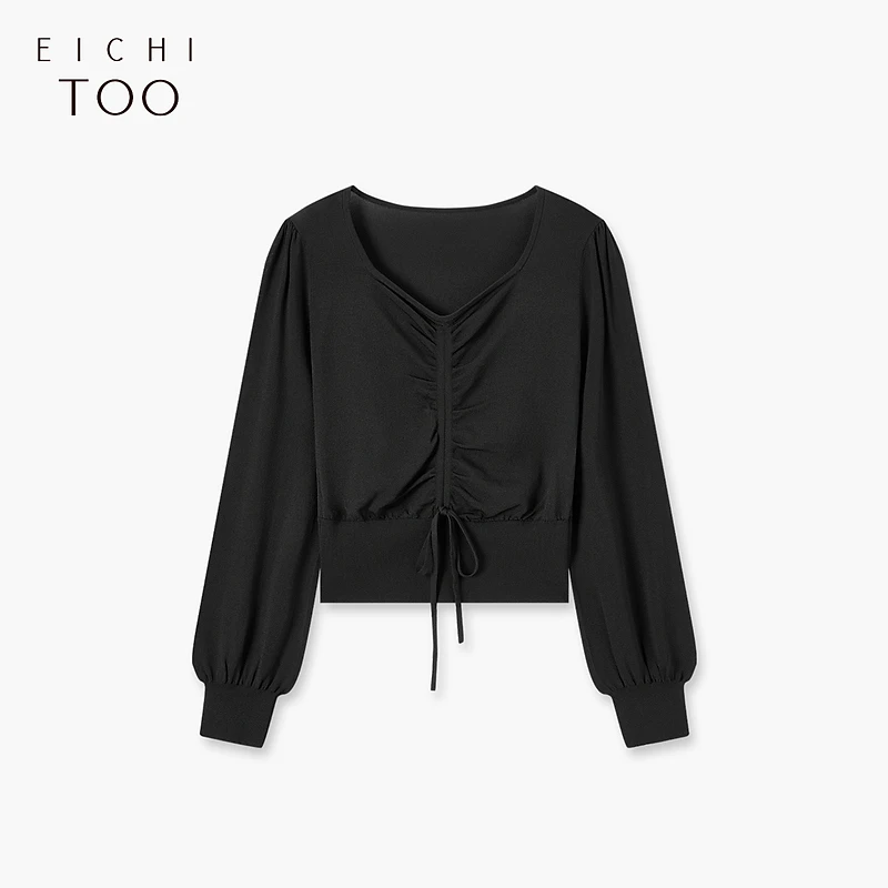 A爱居兔法式方领大气简约长袖针织衫ENZAJ3N011A