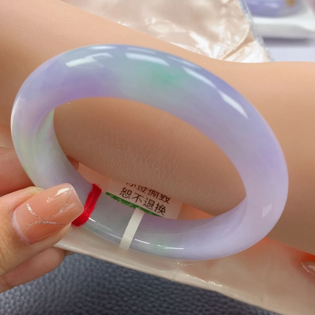 翡翠手镯未镶嵌缅甸天然翡翠手镯55.5正