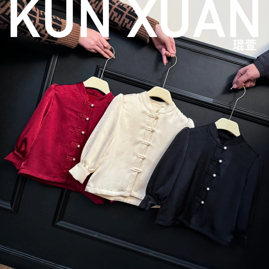 【琨萱】“月下”冬季新款女童2025加绒加厚纯色打底衫 AU56S117