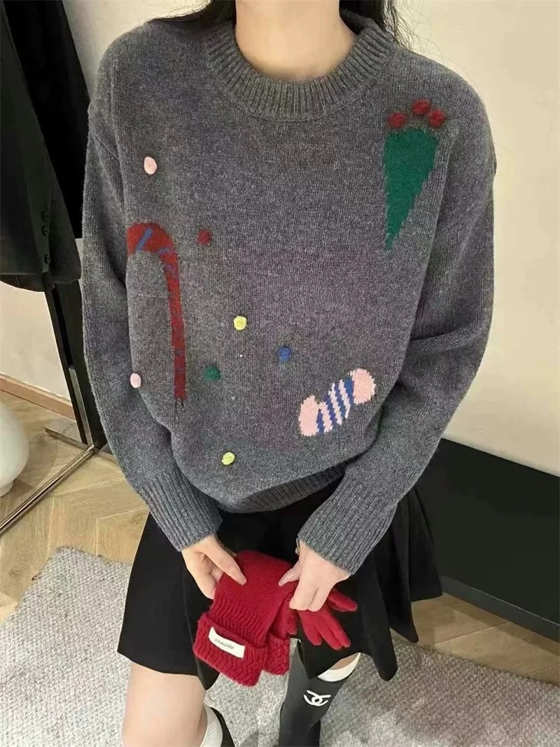 #圆领设计感毛衣