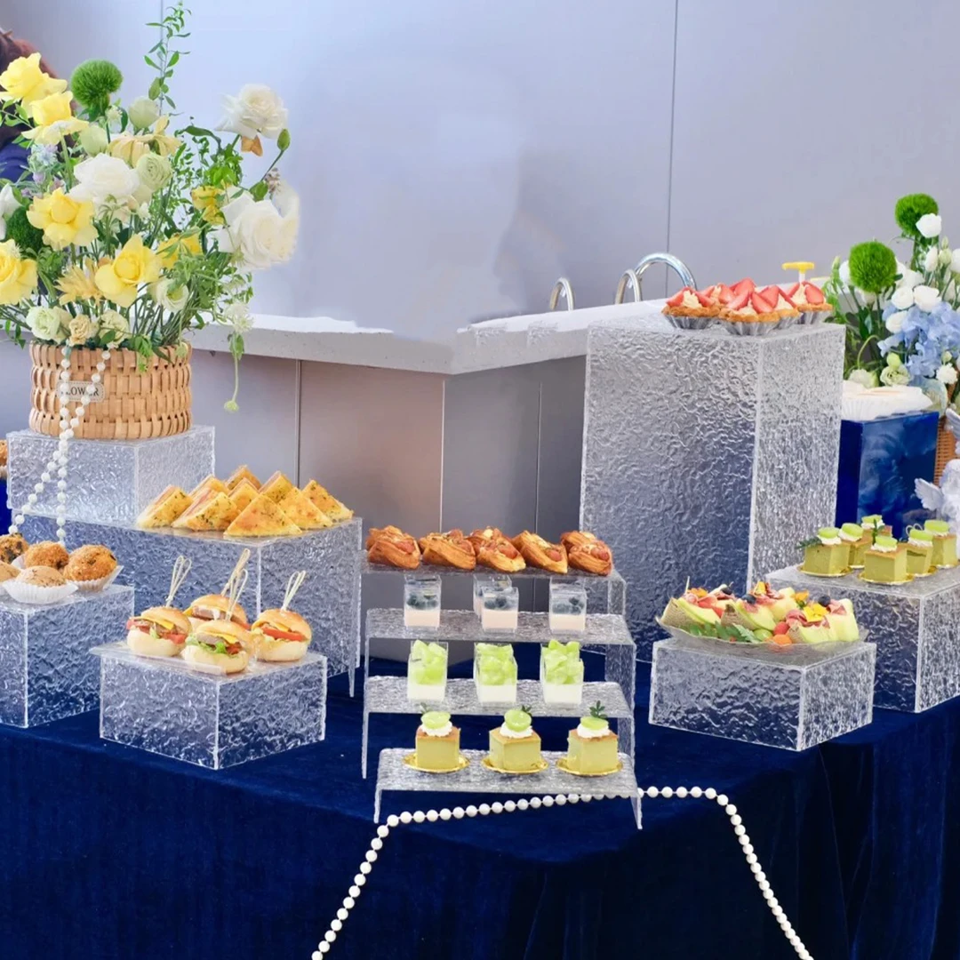 亚克力水波纹甜品台展示架百日周岁宴会蛋糕托盘网红婚礼装饰摆件