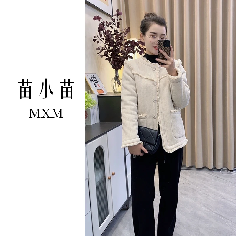 苗小苗小香风睡衣女套装冬季三层加厚加绒可外穿家居服冬季两件套