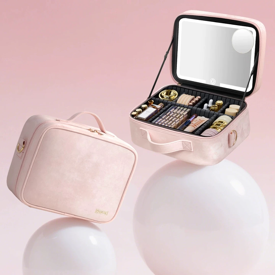 OBOX化妆包2025新款便携式大容量化妆品收纳包化妆镜磁吸美妆镜