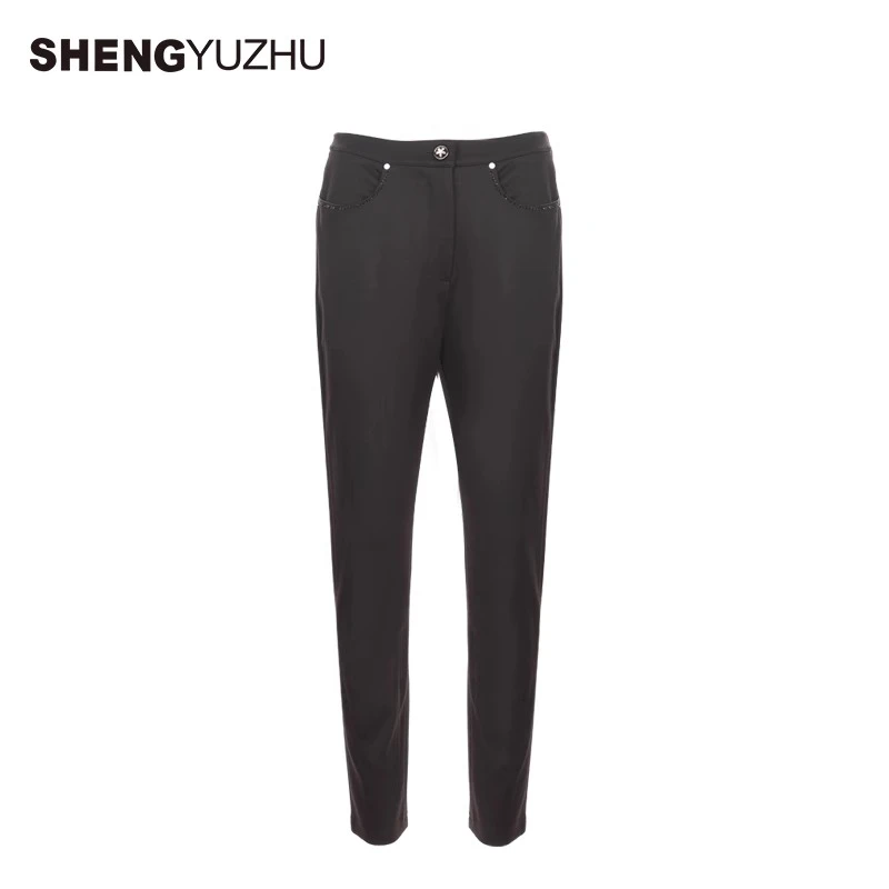 Shengyuzhu/声雨竹休闲裤女士直筒裤商场同款裤子黑色舒适修身