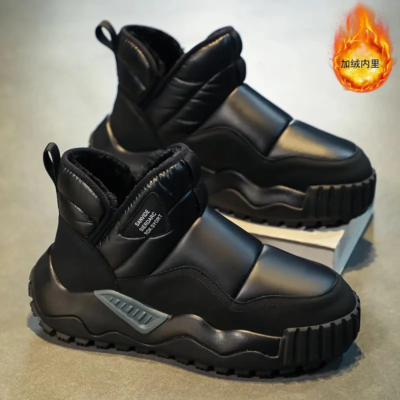 男士冬季加厚加绒皮毛一体户外防寒防水保暖防滑面包款式雪地棉靴