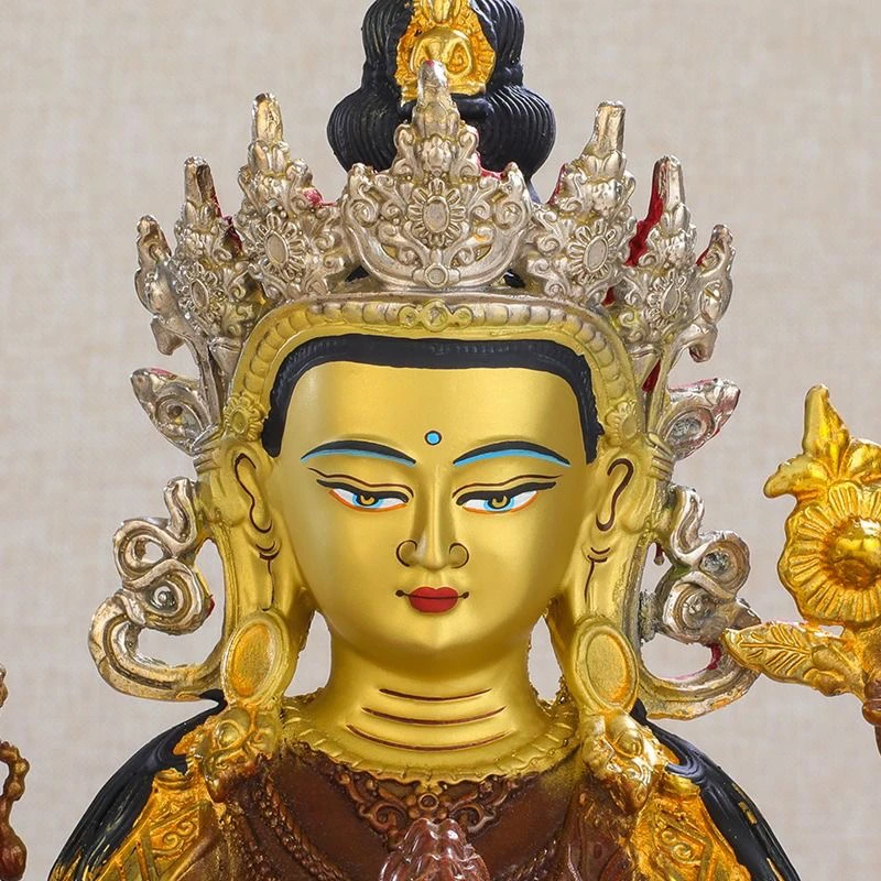 纯铜鎏金精工四臂观音纯铜鎏银家用摆件