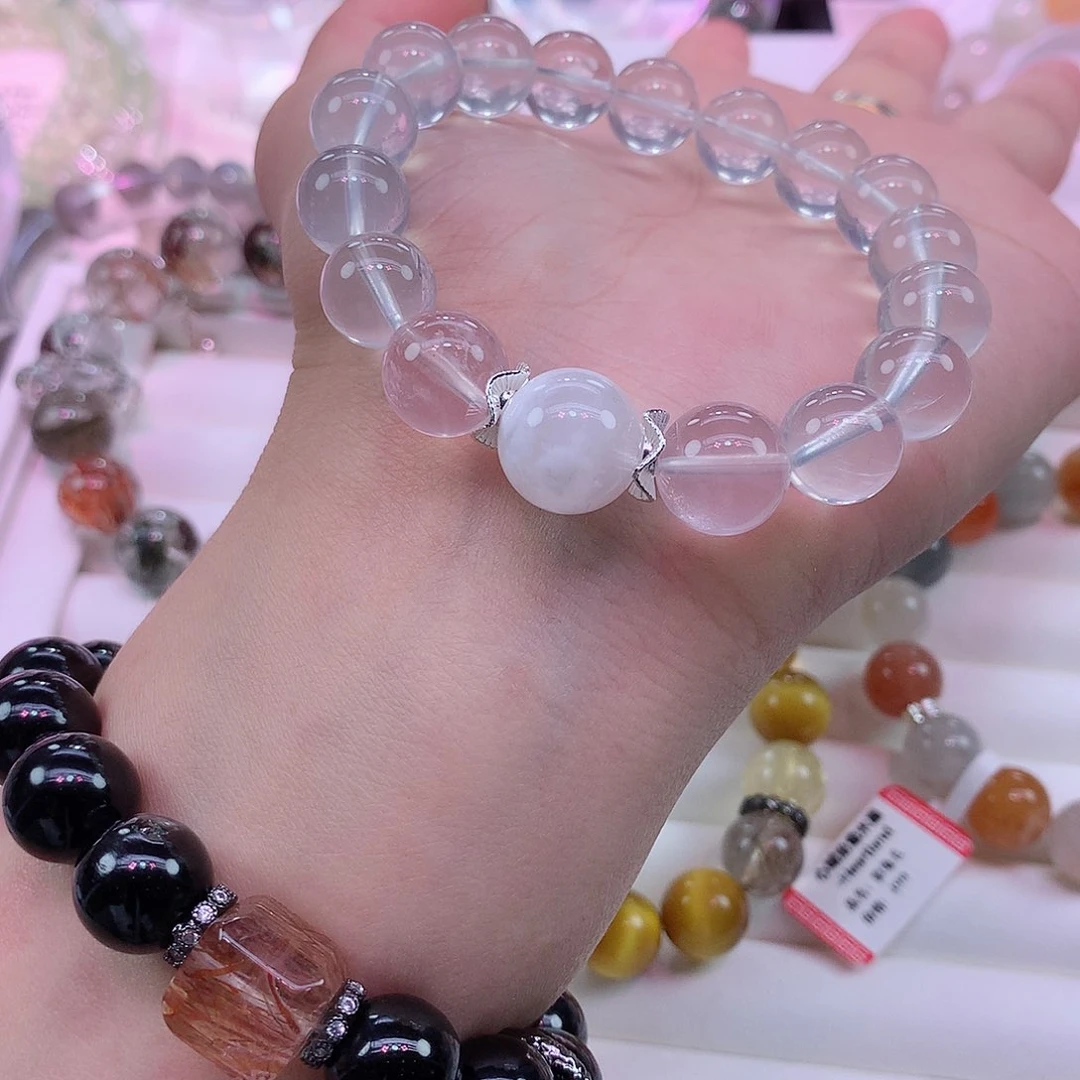 水晶手链未镶嵌奶白晶加白幽灵