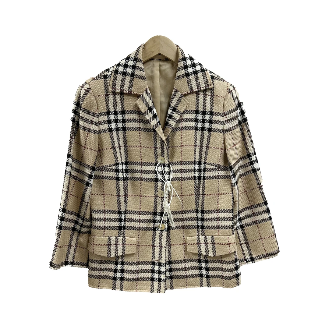 95新 BURBERRY/博柏利 巴宝莉格纹西装外套/fy1677
