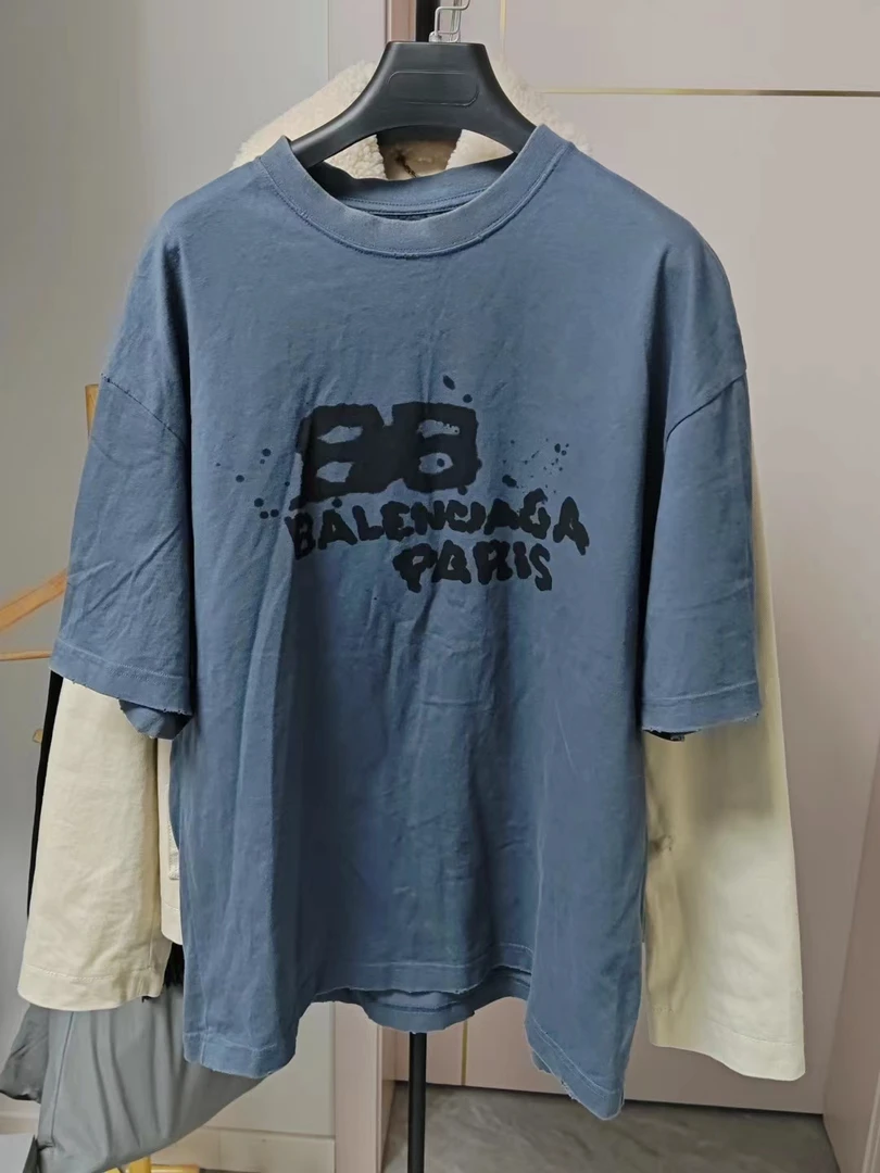 99新 Balenciaga/巴黎世家 S码 23ss涂鸦双B短袖T恤