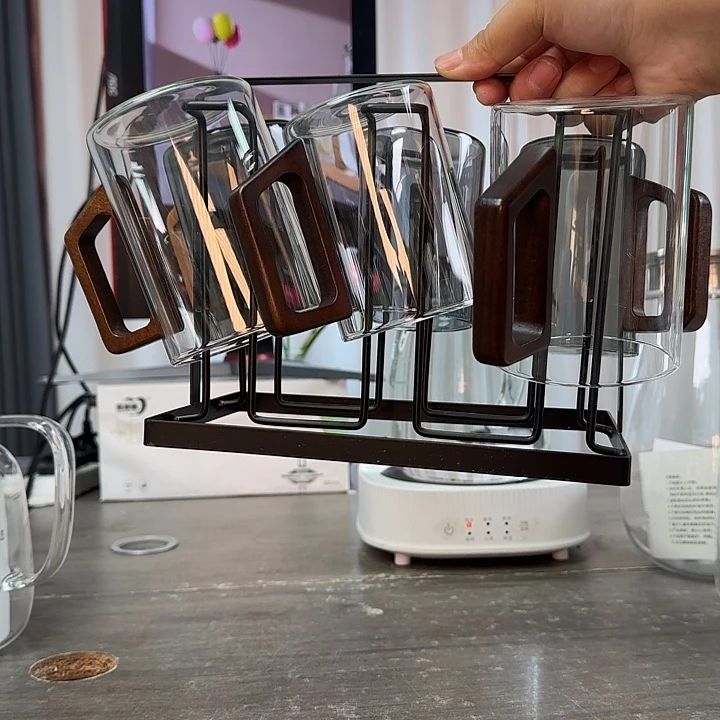 水晶玻璃无盖款500毫升透明6只➕杯架