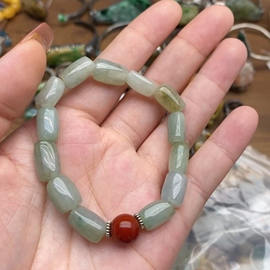 银S925镶嵌手串翡翠005