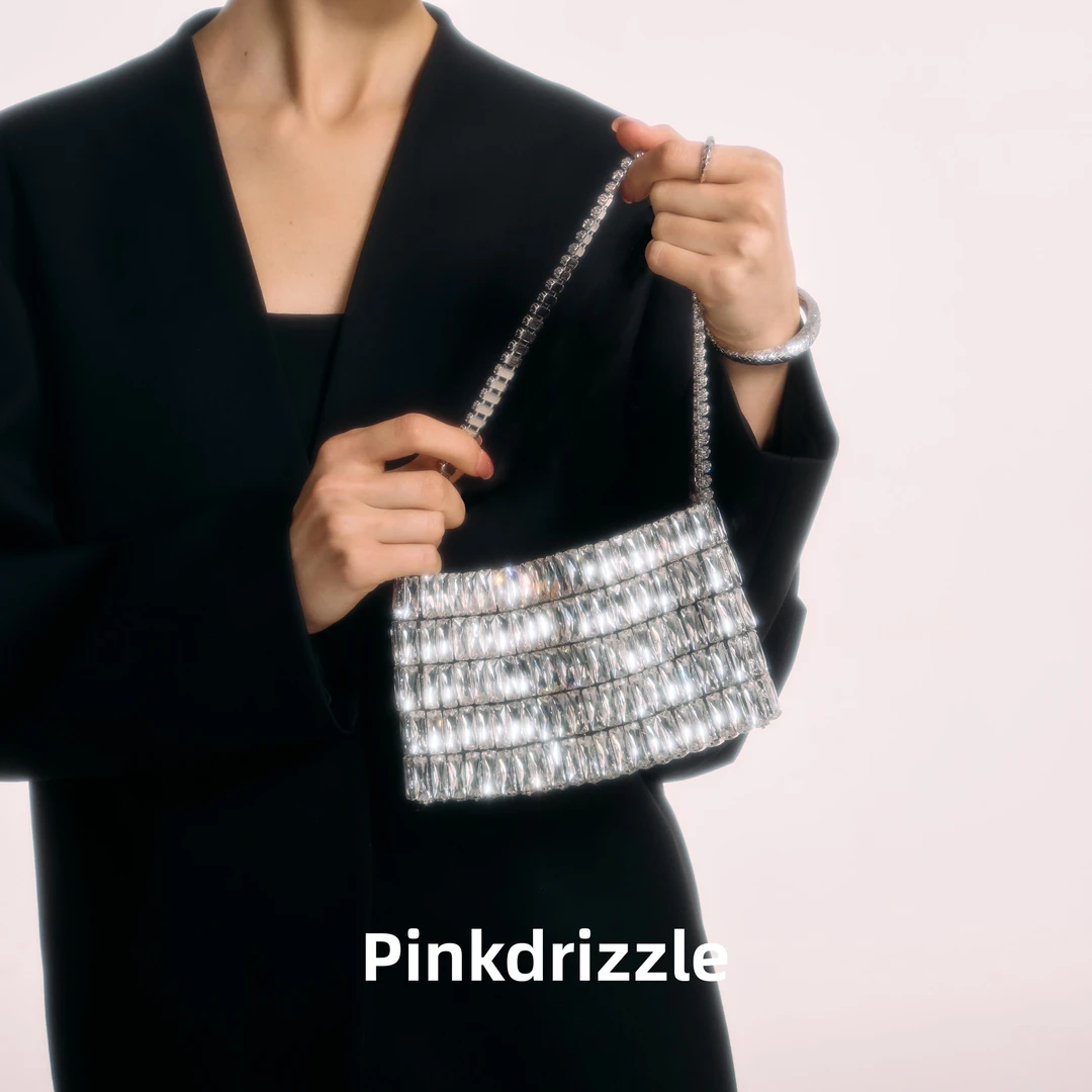 Pinkdrizzle璀璨人生排钻手拎包轻奢名媛气质小包包