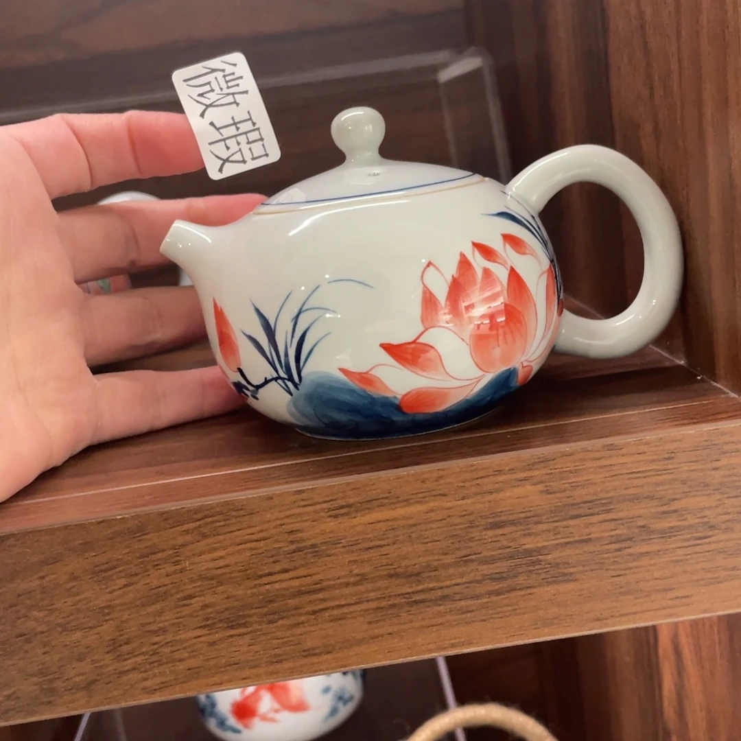 釉下手绘茶具微瑕