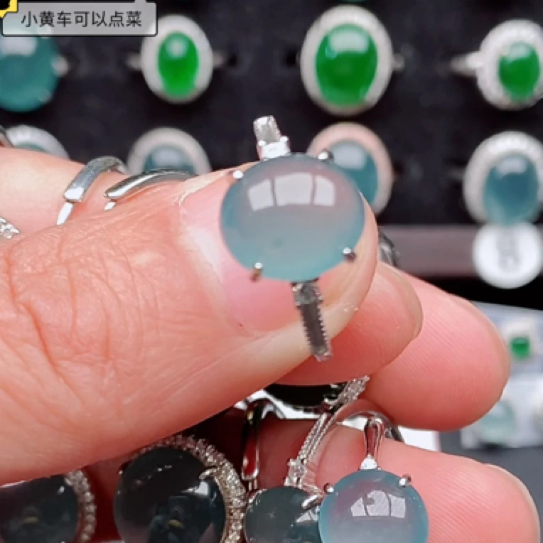S925银镶嵌纯天然a货翡翠戒指