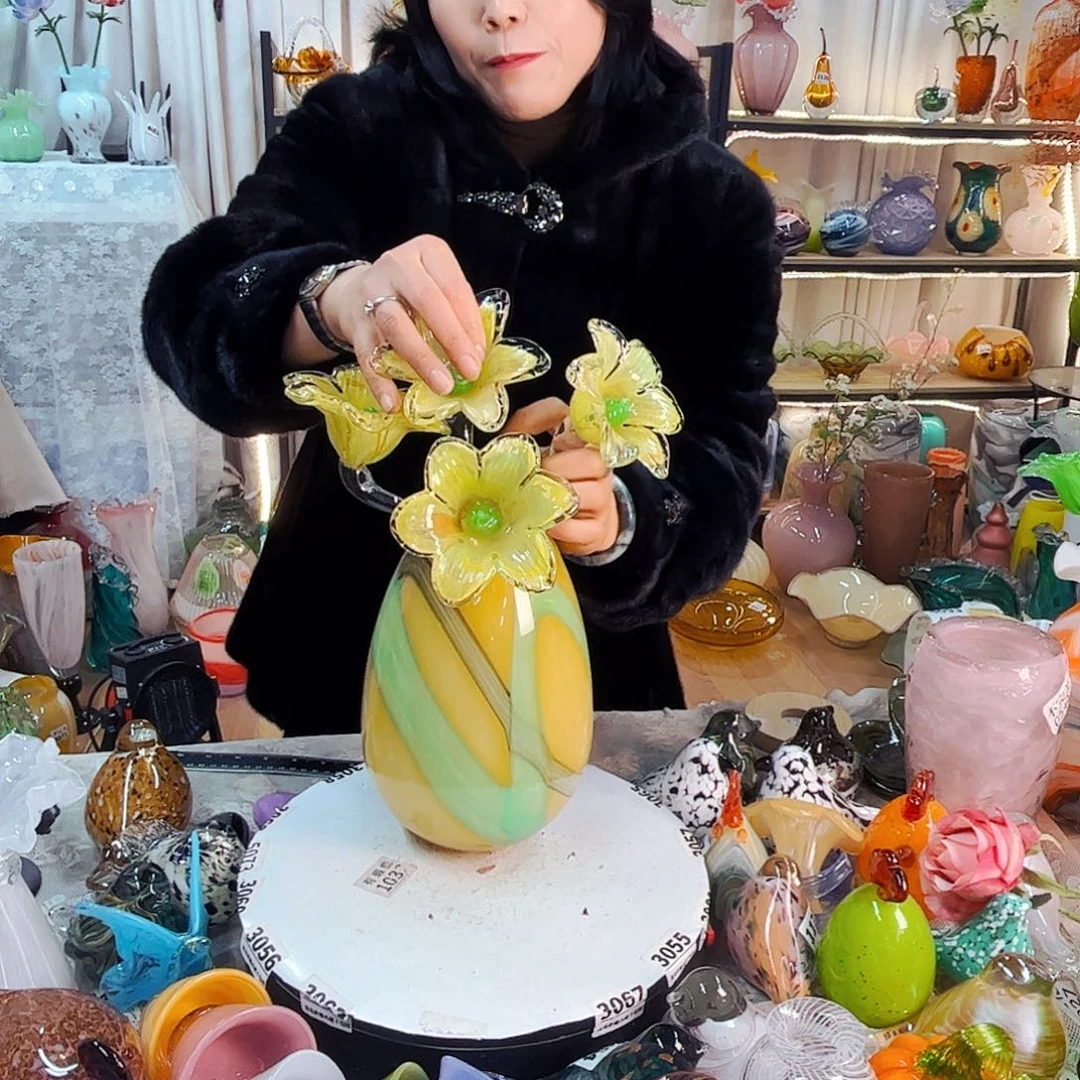 4花1瓶家悦美居琉璃摆件