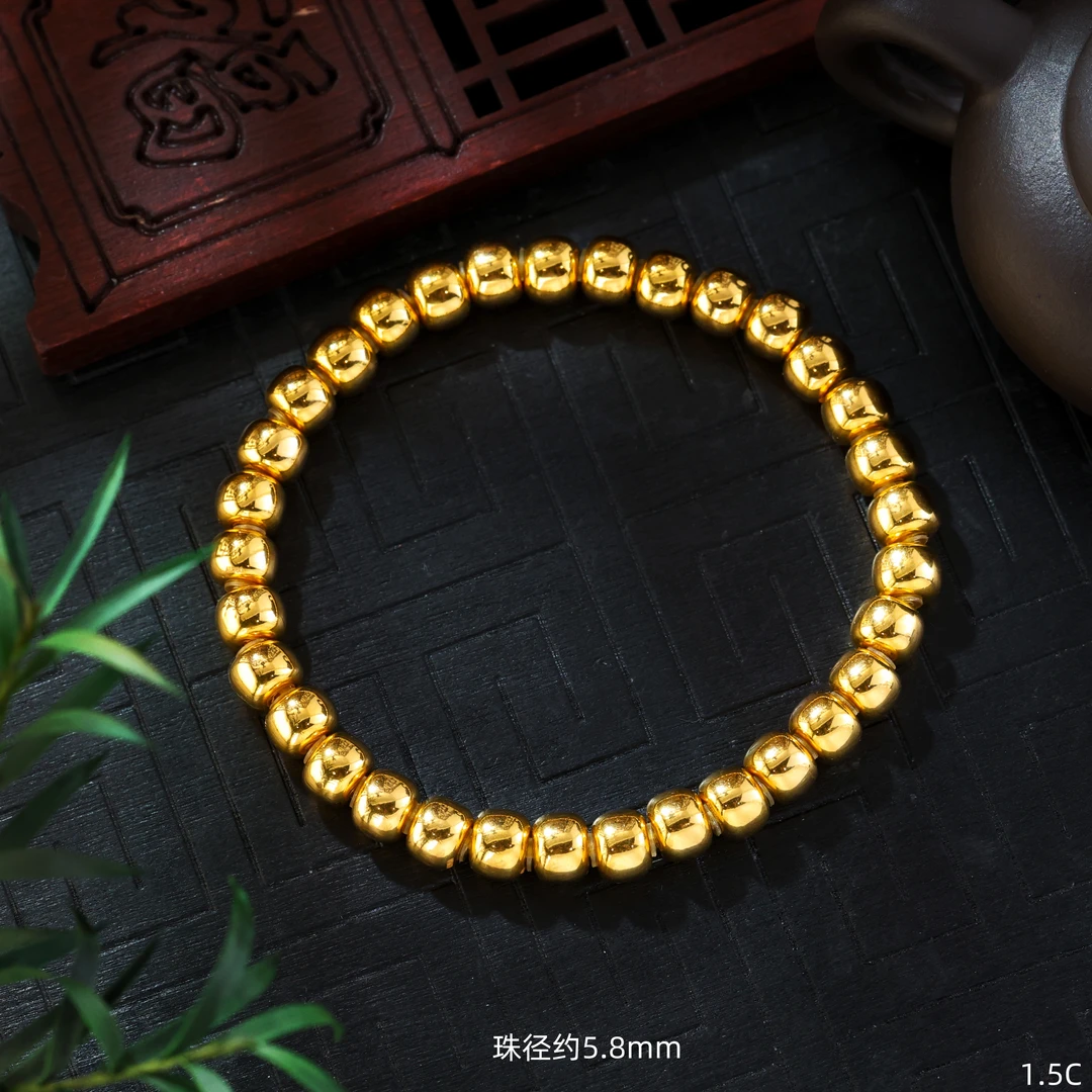 【金豆】顺吉||18K金光面老型金珠手串精工亮面气质简约C
