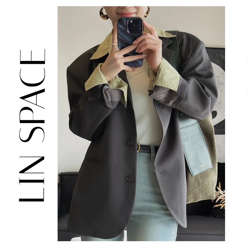 【灰色西装】 复古西装外套英伦风小众百搭XZ234532