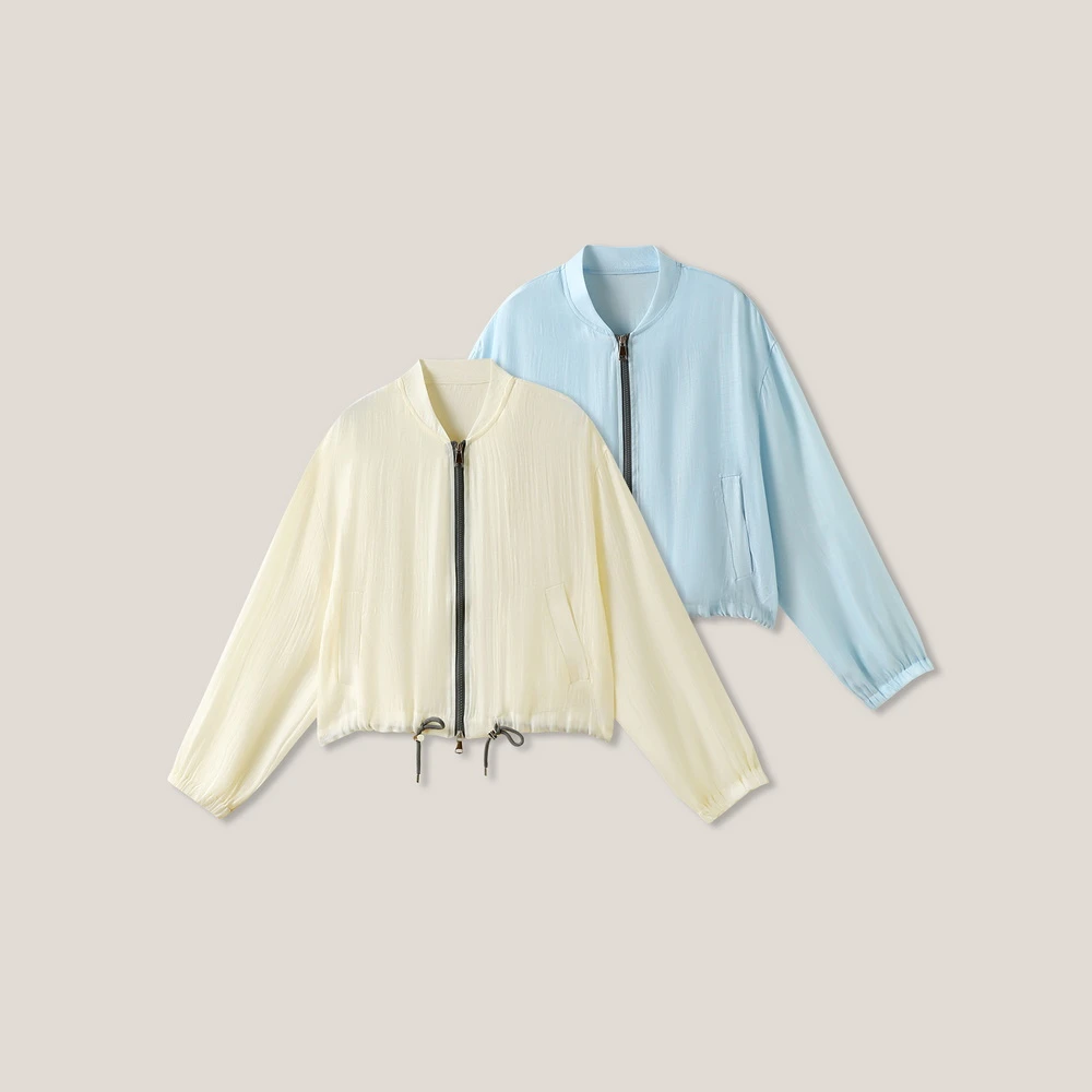 【刘营专属】 时尚气质纯色拉链抽绳休闲长袖外套SS26121