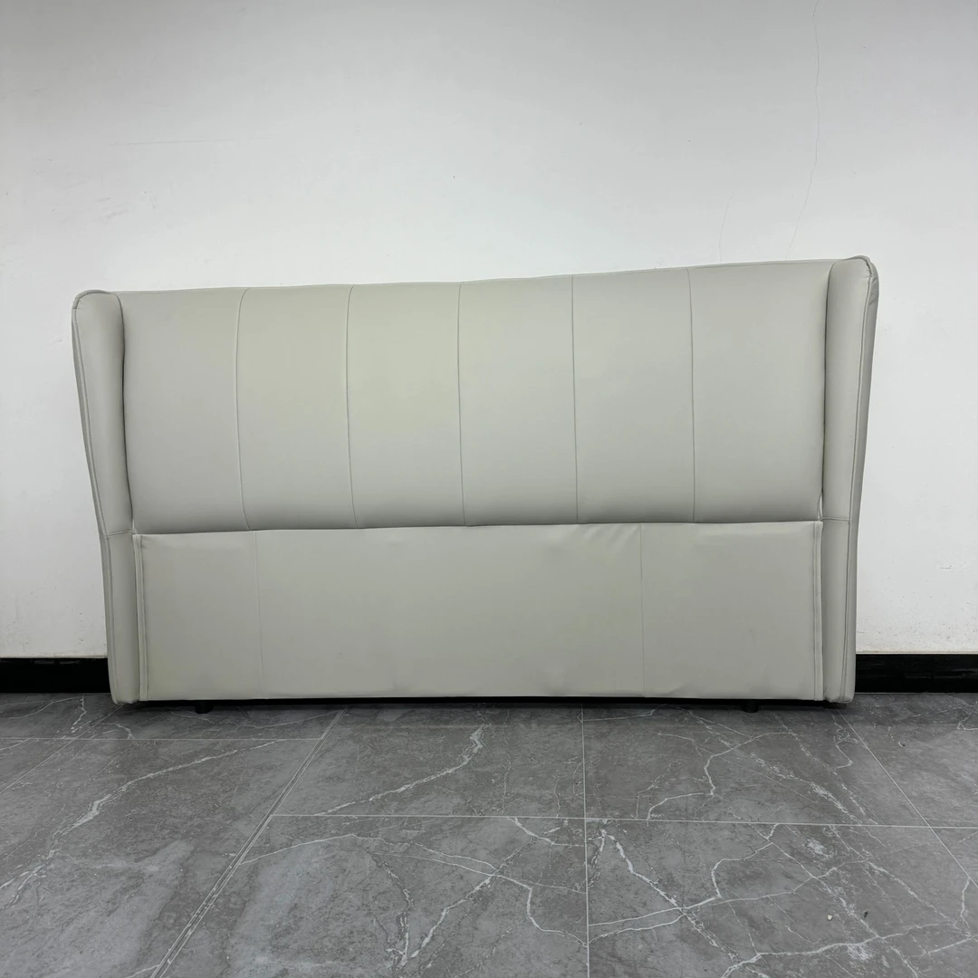 2024新款软包实木主卧落地生态皮免安装靠背一体轻奢简约北欧主卧