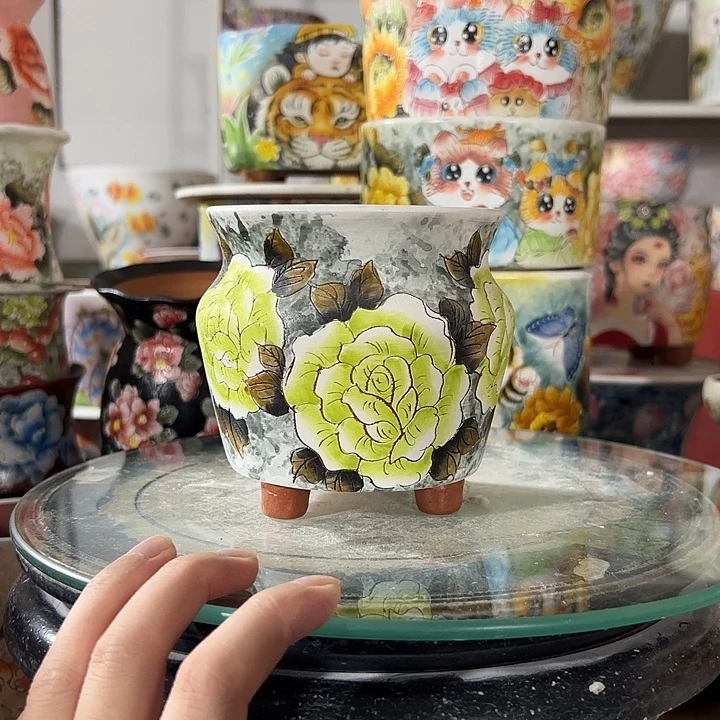 景德镇手绘花盆里面的高级盆