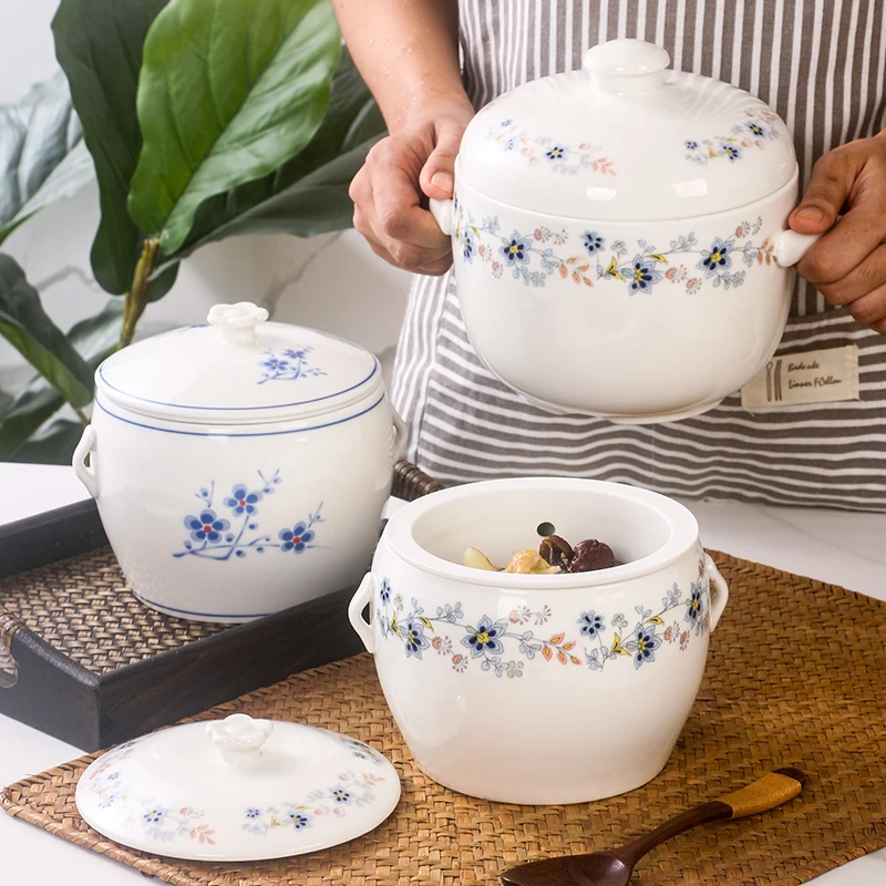 陶瓷隔水炖盅带盖釉下彩工艺耐高温炖盅鸡汤排骨汤滴盅