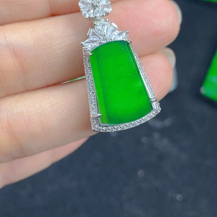 翡翠银S925镶嵌吊坠(不含链)